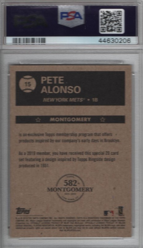 Pete Alonso 2018-2019 Ringside # 15 Montgomery Set 4 PSA 10 Mets/Orioles view 2