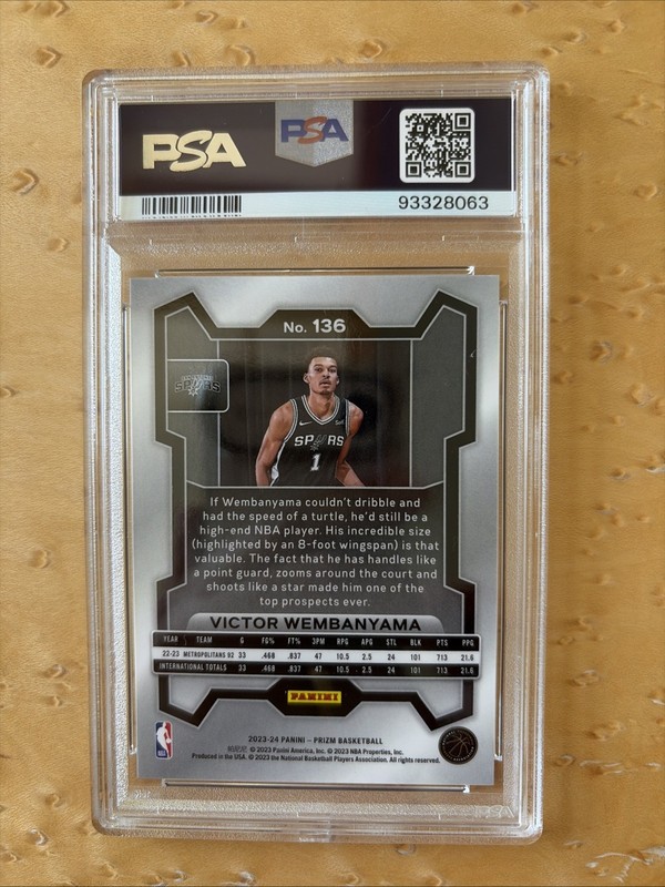 2023 Prizm Victor Wembanyama PSA 10 Gem Mint Rookie Card RC #136 view 2