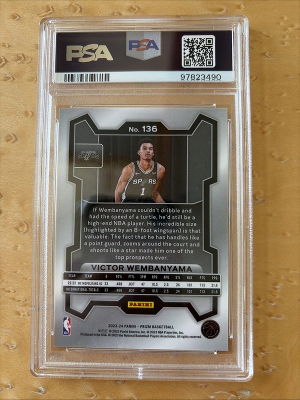 2023 Prizm Victor Wembanyama PSA 10 Gem Mint Rookie Card RC #136 view 2