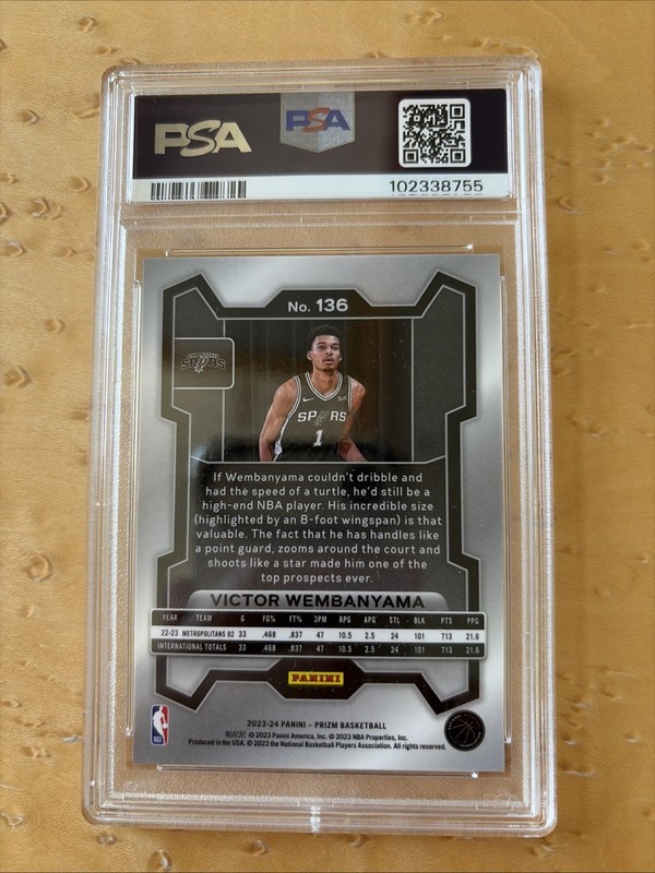 2023 Prizm Victor Wembanyama PSA 10 Gem Mint Rookie Card RC #136 view 2
