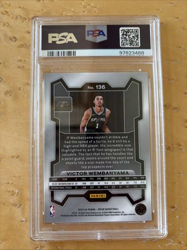2023 Prizm Victor Wembanyama PSA 10 Gem Mint Rookie Card RC #136 view 2