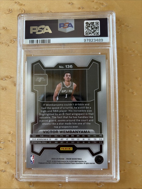 2023 Prizm Victor Wembanyama PSA 10 Gem Mint Rookie Card RC #136 view 2