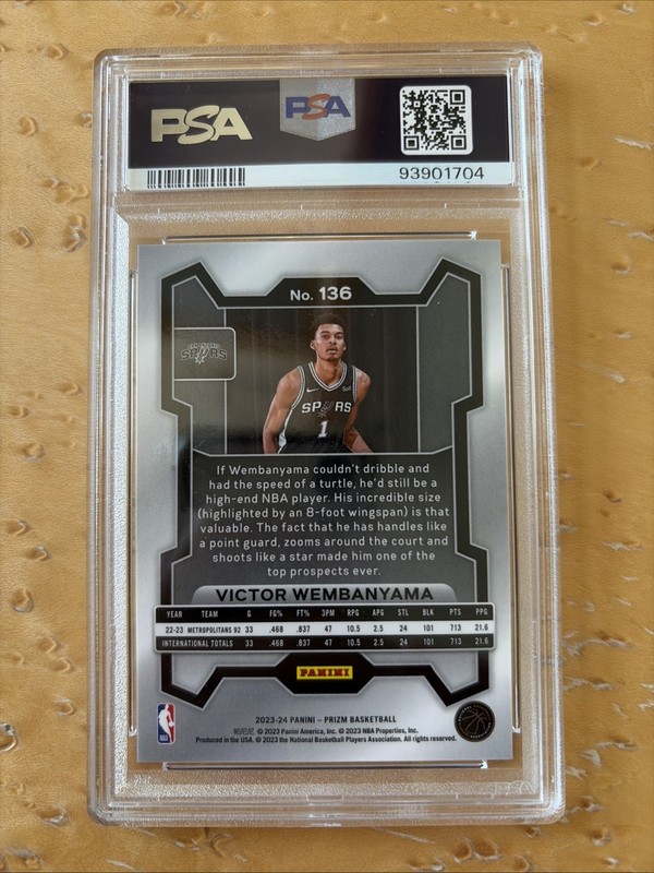 2023 Prizm Victor Wembanyama PSA 10 Gem Mint Rookie Card RC #136 view 2