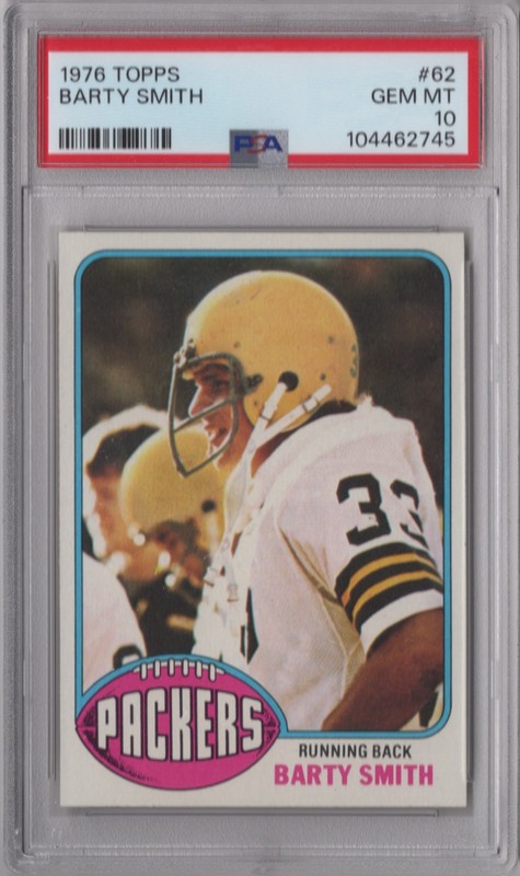 Barty Smith 1976 Topps PSA 10 Gem Mint Graded Card Green Bay Packers Rookie #62
