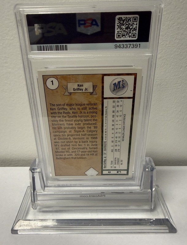 1989 Upper Deck - Star Rookie Ken Griffey Jr #1 (RC) MINT PSA 9 view 2