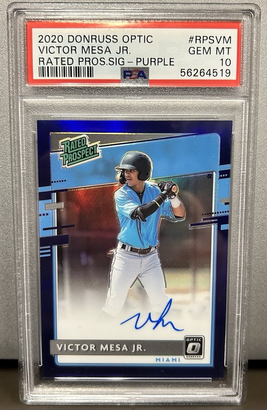 2020 Donruss Optic Victor Mesa Jr. Rated Prospect Auto PSA 10 Purple /75 #RPS-VM