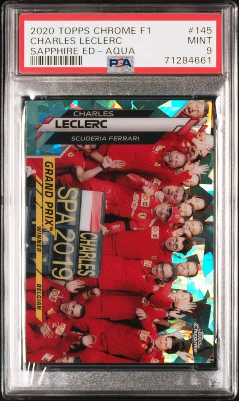 2020 Topps Chrome Sapphire F1 #145 Charles Leclerc Aqua /99 PSA 9 view 1