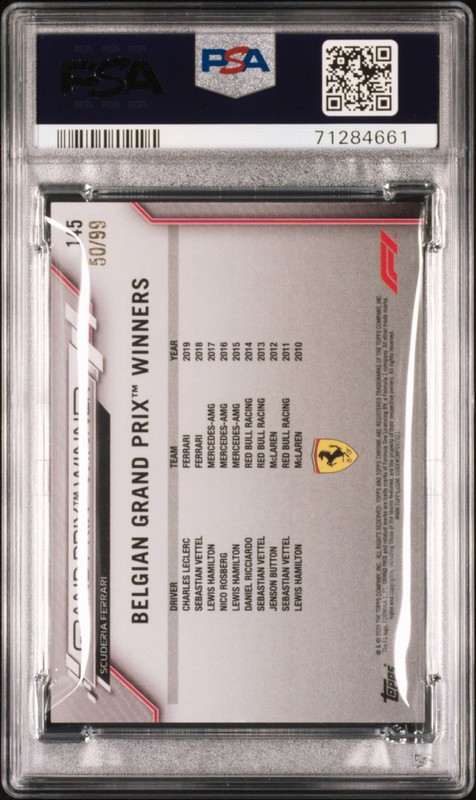 2020 Topps Chrome Sapphire F1 #145 Charles Leclerc Aqua /99 PSA 9 view 2