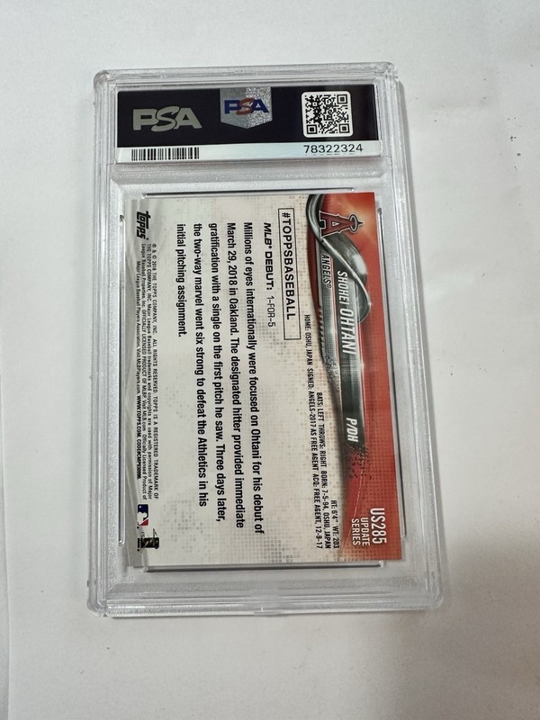 2018 Topps Update #US285 Shohei Ohtani Rookie Card Debut RC PSA 7 Near Mint view 2