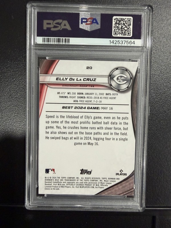 Topps 2024 Bowman's Best Elly De La Cruz #20 RC Cincinnati Reds PSA 10 view 2