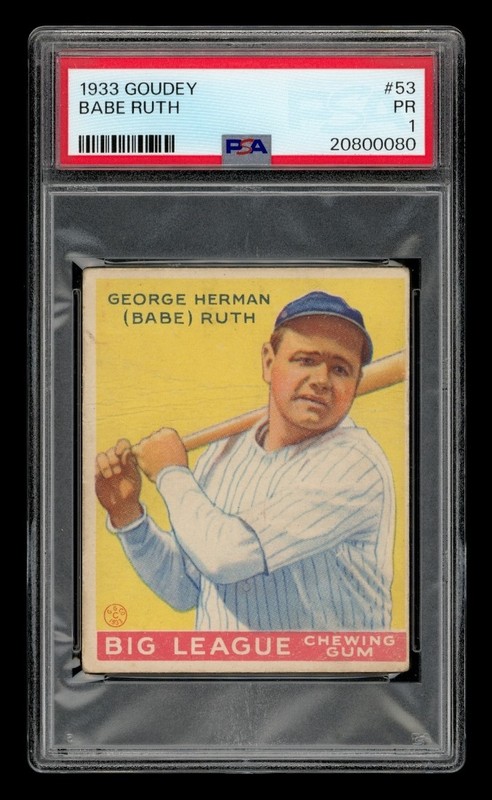 1933 Goudey Set-Break # 53 Babe Ruth PSA 1 PR