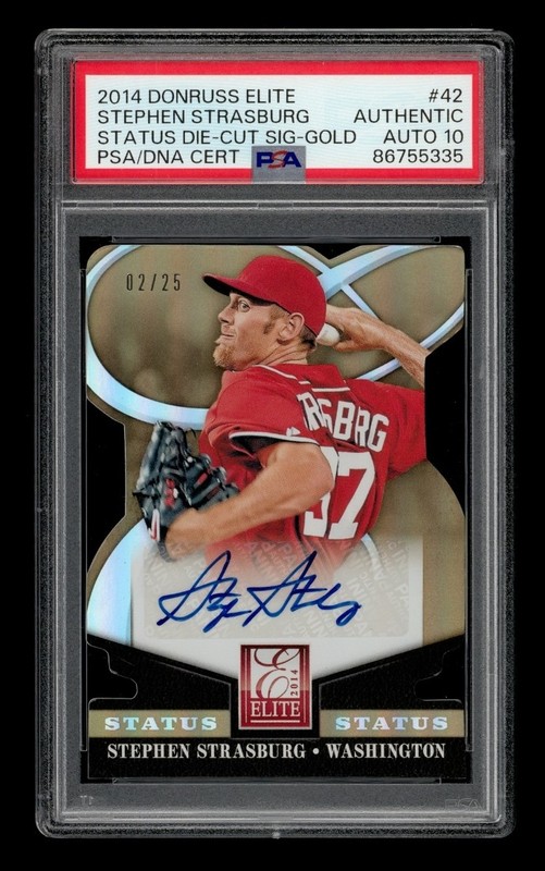 2014 Donruss Elt Stts D/C Gold: # 42 Stephen Strasburg /25 Auto PSA AUTH AUTO 10