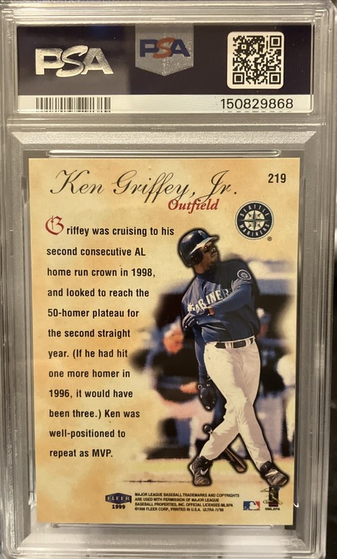 1999 ULTRA KEN GRIFFEY JR. #219 PSA 9 Mint ! HOF view 2
