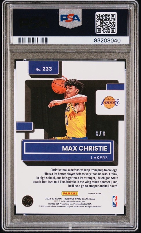 2022 Max Christie Donruss Optic Black Gold Choice /8 Rookie RC PSA 9 view 2