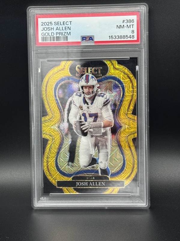 Panini 2025 Select Josh Allen Suite Level #386 Gold Prizm /10 PSA 8 Bills