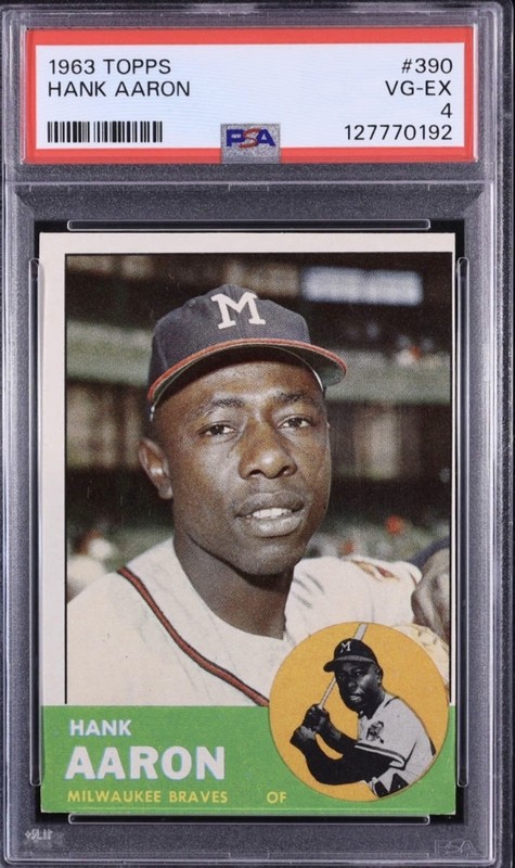 1963 Topps - Hank Aaron #390 (PSA 4) (HOF) (Braves) (Great Centering/Color!!!)