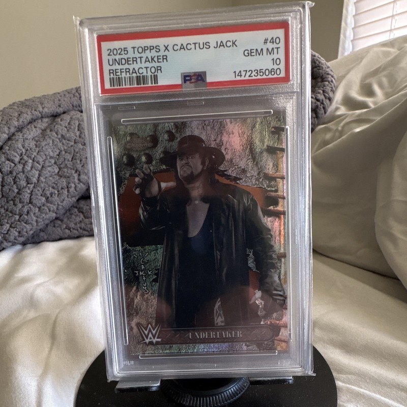 Topps 2025 Topps Chrome WWE x Cactus Jack Undertaker #40 Refractor PSA 10 view 2