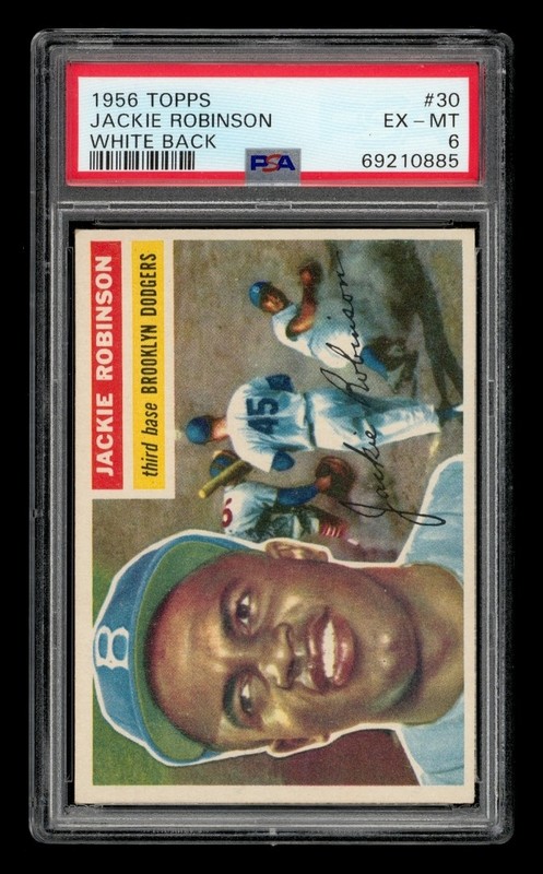 1956 Topps Set-Break # 30 Jackie Robinson White Back PSA 6 EX-MT