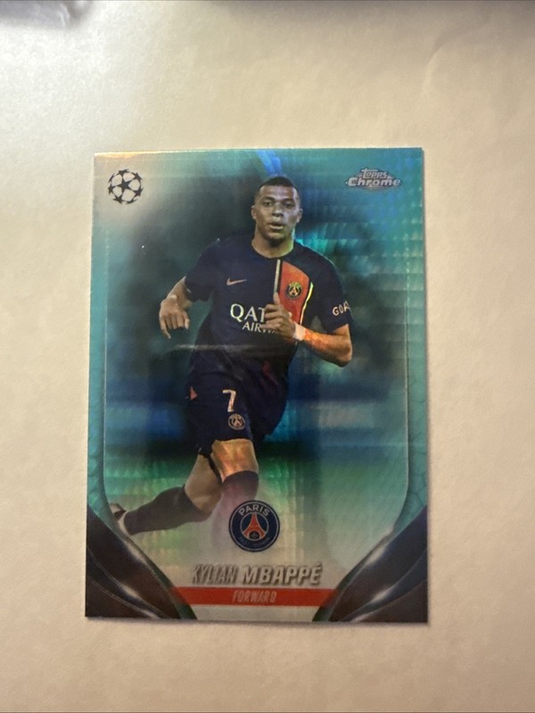2023-24 Topps Chrome UEFA Club Competitions - Kylian Mbappe #21 Aqua Prism...