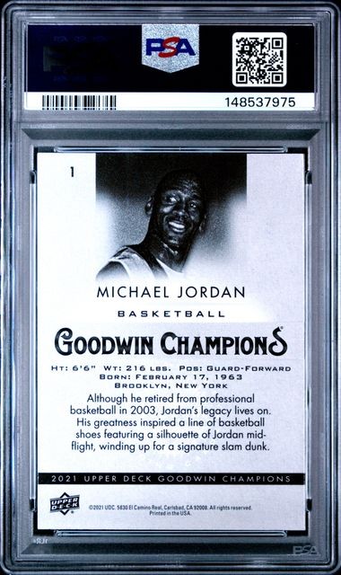 2021 Upper Deck Goodwin Champs Michael Jordan #1 Platinum PSA 9  POP 5 view 2