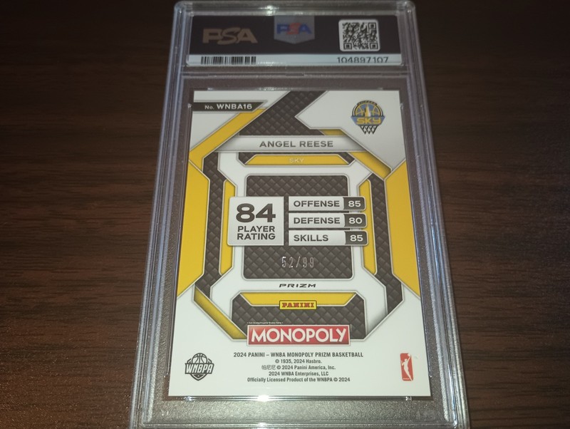 2024 Prizm Monopoly WNBA #WNBA16 Angel Reese Red Prizm #/99 RC PSA 9 Mint SKY view 2