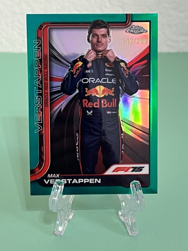 2025 Topps Chrome F1 Max Verstappen Portrait Teal 142/299 #1 HCQL