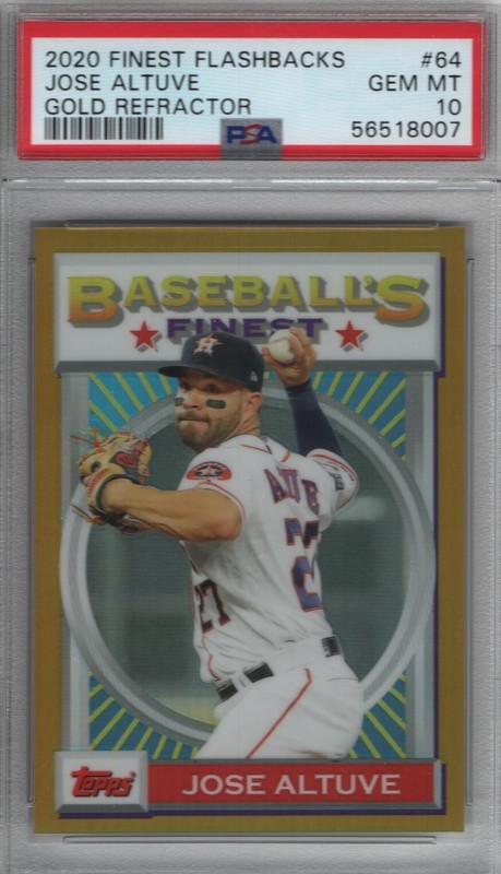 Jose Altuve 2020 Finest Flashbacks Gold Refractor # 64 PSA 10 Houston Astros