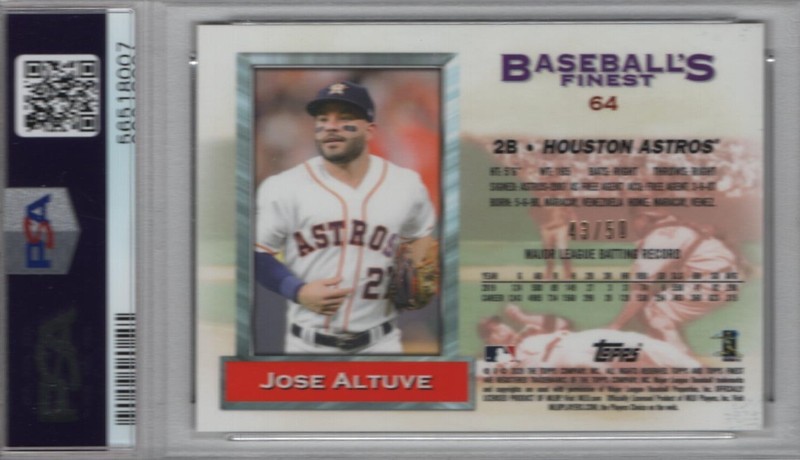 Jose Altuve 2020 Finest Flashbacks Gold Refractor # 64 PSA 10 Houston Astros view 2
