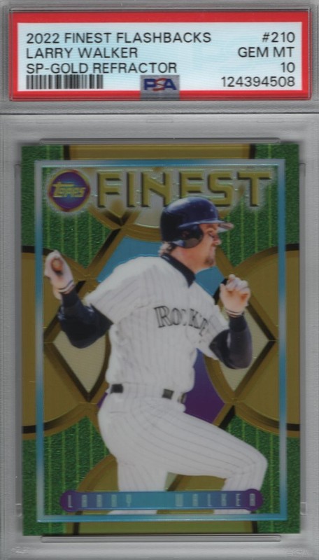 Larry Walker 2022 Finest Flashbacks Gold Refractor # 210 PSA 10 HOF 2020 Pop 2