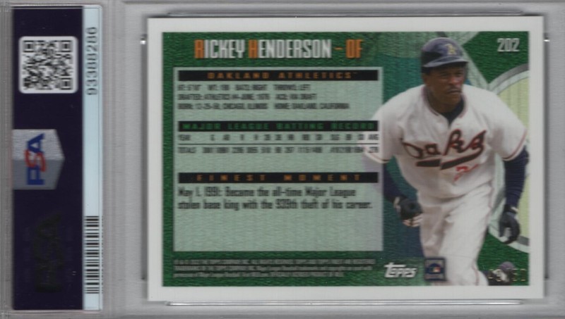 Rickey Henderson  2022 Finest Flashbacks Gold Refractor # 202 PSA 10 HOF 2009 view 2