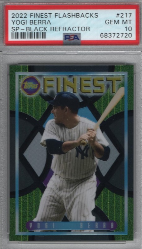 Yogi Berra 2022 Finest Flashbacks Black Refractor # 217 PSA 10 HOF 1972 Pop 2
