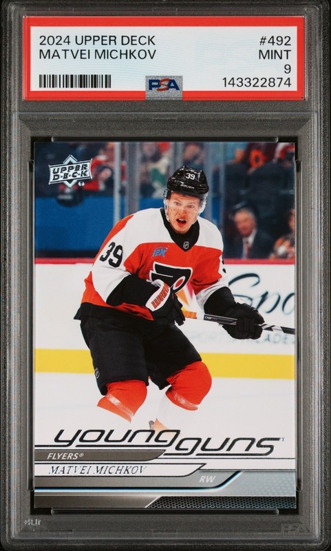 2024-25 Upper Deck Series 2 Matvei Michkov Young Guns RC #492 MINT PSA 9