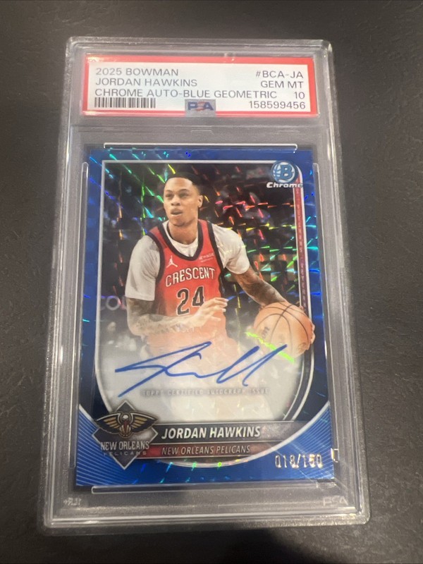 2025 Bowman Jordan Hawkins Blue Geometric Auto /150 PSA 10
