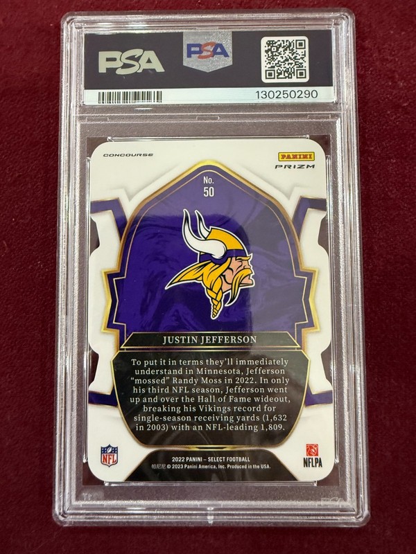 Justin Jefferson 2021 Select Silver Prizm Die-Cut Rookie Card RC PSA 9 Mint view 2