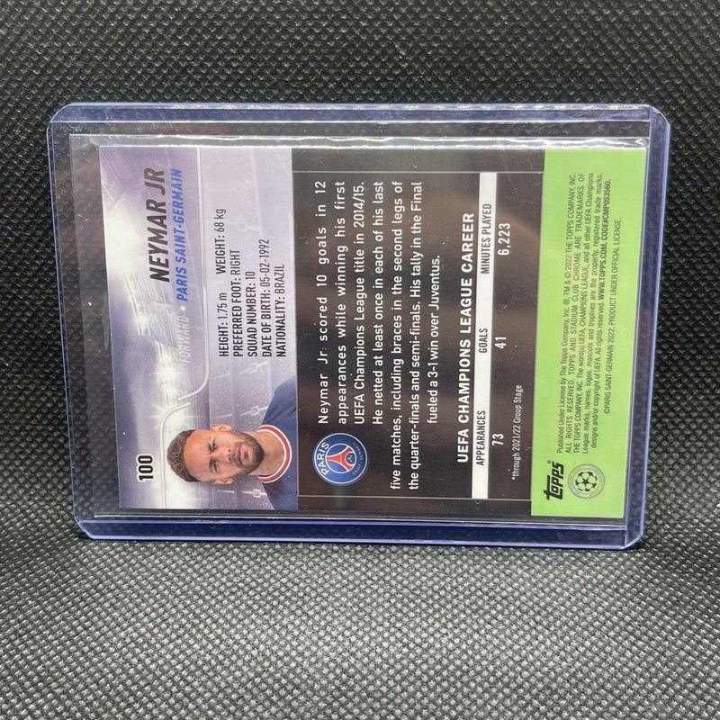 2021-22 STADIUM CLUB CHROME UEFA NEYMAR JR. REFRACTOR #100 PSG view 2
