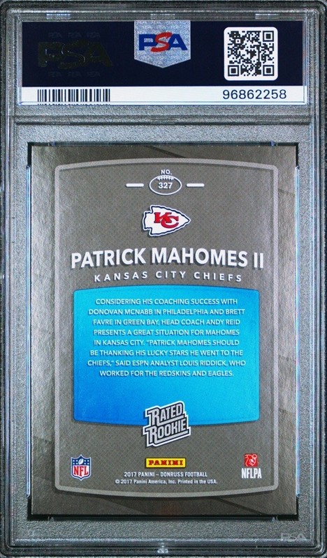 2017 PATRICK MAHOMES Panini Donruss Rated Rookie #327 PSA 8 Near Mint RC view 2