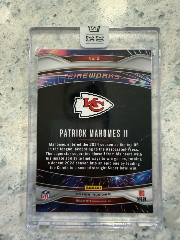 2024 Panini Prizm Fireworks Patrick Mahomes II #1 1/1 On Card Auto Sealed view 2