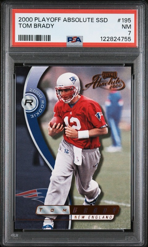 2000 PLAYOFF ABSOLUTE #195 TOM BRADY RC PATRIOTS #/3000 PSA 7
