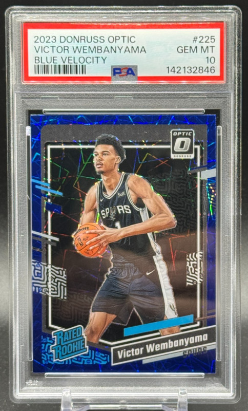2023 Optic #225 - Victor Wembanyama - Blue Velocity RC Rated Rookie PSA 10
