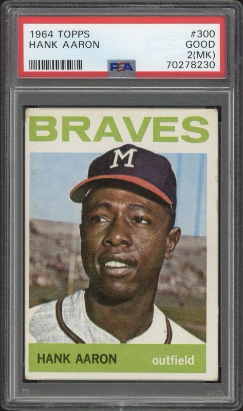 1964 Topps Hank Aaron #300 PSA 2 Good MK HOF Milwaukee Braves 