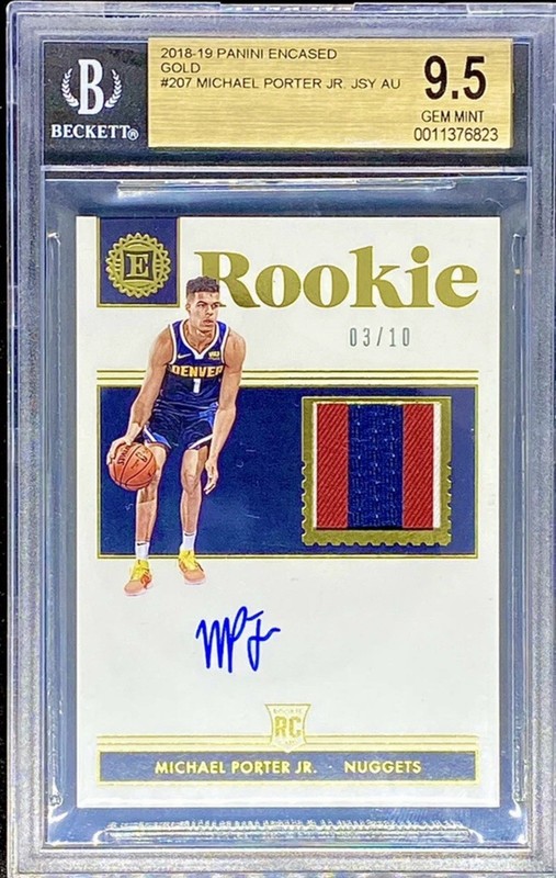 2018 Michael Porter Jr Panini Encased Gold /10 Rookie Patch Auto RPA BGS 9.5