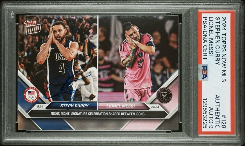 2024 Topps Now Stephen Curry Signed Autographed / Messi Night Night PSA AUTO 9