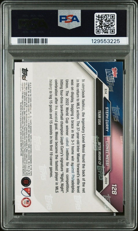 2024 Topps Now Stephen Curry Signed Autographed / Messi Night Night PSA AUTO 9 view 2