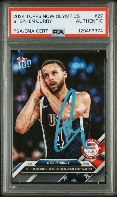 2024 Topps Now Olympics STEPHEN CURRY Signed Autographed Night Night PSA/DNA