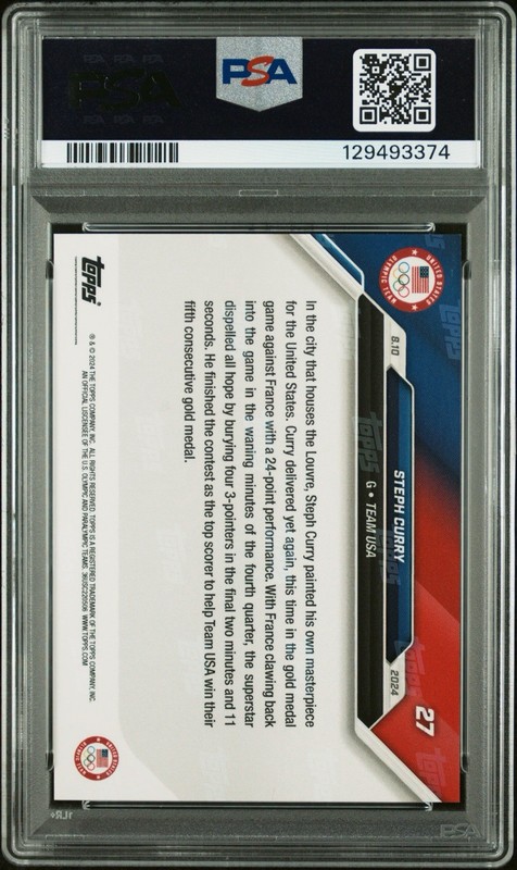 2024 Topps Now Olympics STEPHEN CURRY Signed Autographed Night Night PSA/DNA view 2