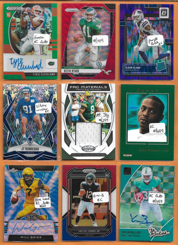 LOT OF (30) FOOTBALL CARDS - AUTO, JERSEY, PATCH, SERIAL #d, RC, SP, PRIZMS - #2