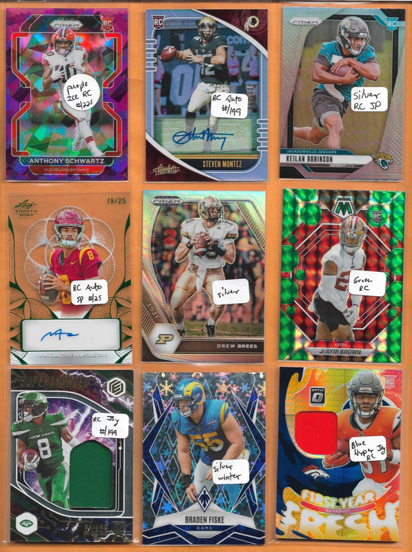 LOT OF (30) FOOTBALL CARDS - AUTO, JERSEY, PATCH, SERIAL #d, RC, SP, PRIZMS - #3