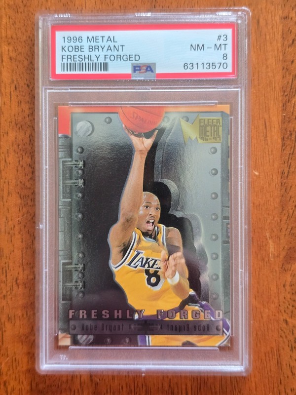 1996 METAL KOBE BRYANT ROOKIE (FRESHLY FORGED) #3 LAKERS PSA 8 LOW POP