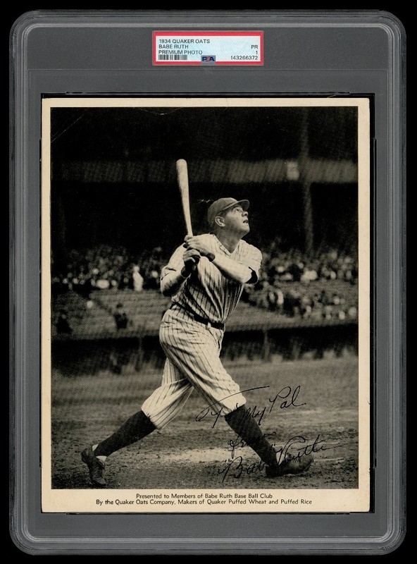 1934 Quaker Oats Premium Photo Set-Break Babe Ruth PSA 1 PR