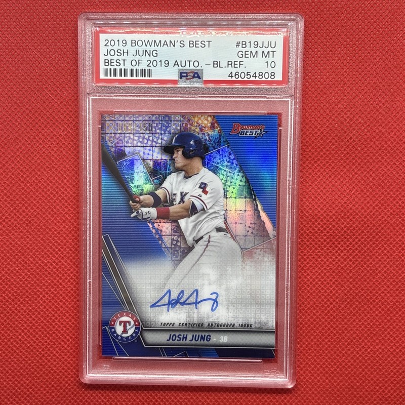 2019 Bowman's Best Josh Jung #B19-JJU #/150 Blue Refractor On-Card AUTO PSA 10